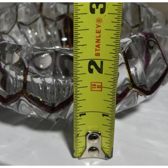 Vintage Ashtray Crystal & Purple Glass With Starburst Design 5 x 2” Stunning - Picture 7 of 7